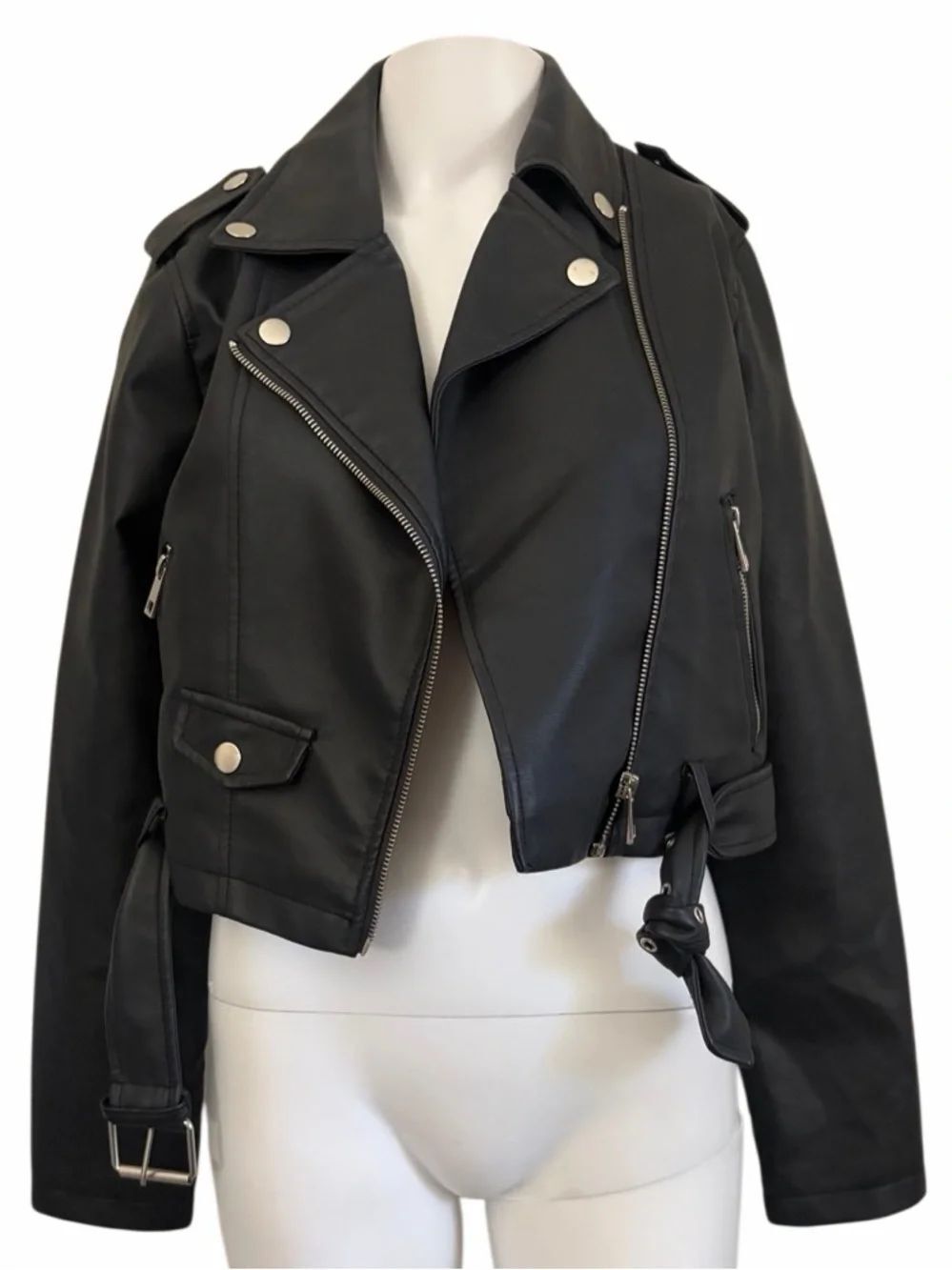 Forever 21 Black Faux Leather Moto Jacket Size Small